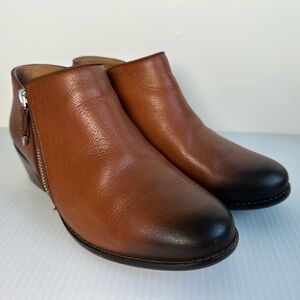 Vionic Jolene Ankle Boots Booties Burnished Leather 8 Wide Brown Western Indie